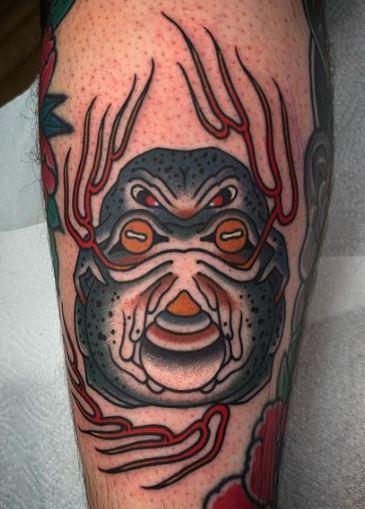 Angry Japanese Frog Tattoo