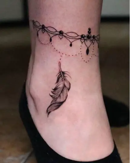 Anklet with Feather Tattoo
