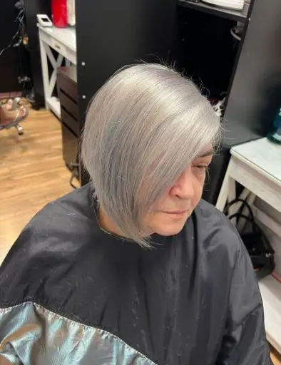Asymmetrical Gray Bob Hair