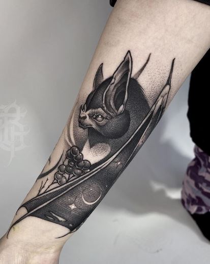 Bat Cutie with Night Sky Arm Tattoo