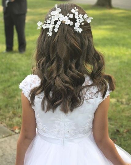 Shoulder-length Dark Hair With Flower Crown