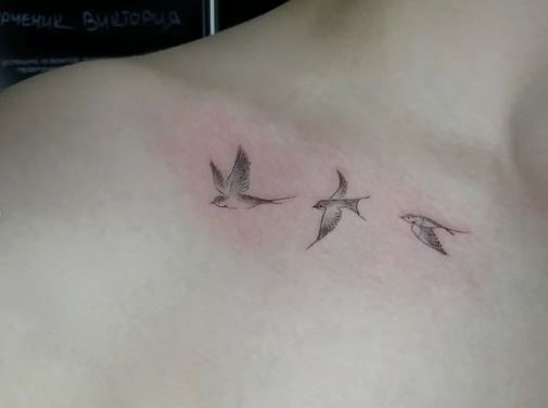 Beautiful Three Swallows Tattoo