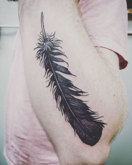 Black Feather Forearm Tattoo Piece