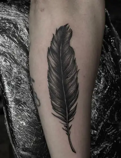 Black Raven Feather Tattoo Piece