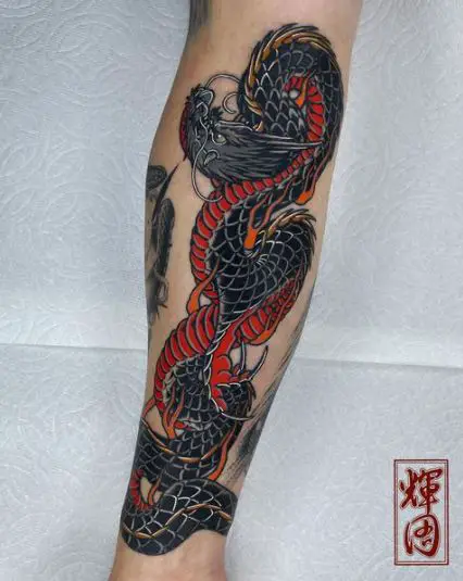Black Red Japanese Tattoo