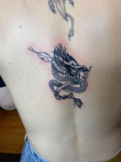 Black Snake and Dragon Back Tattoo