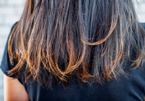 Black Straight Hair with Brown Colored Edges