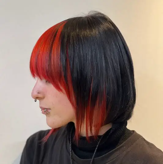 Black and Red Emo Bob Hair