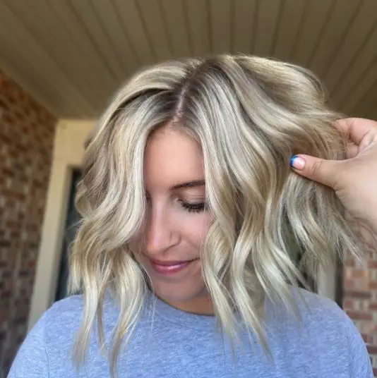 Blonde Short Beach Wave Haircut