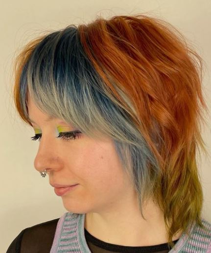 Blue, Orange, and Green Sassy Cut