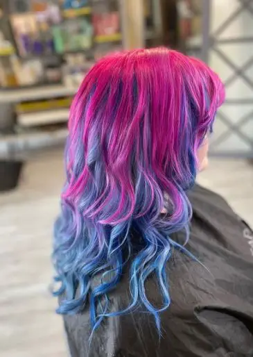 Blue Underlights For Pink Curly Hair