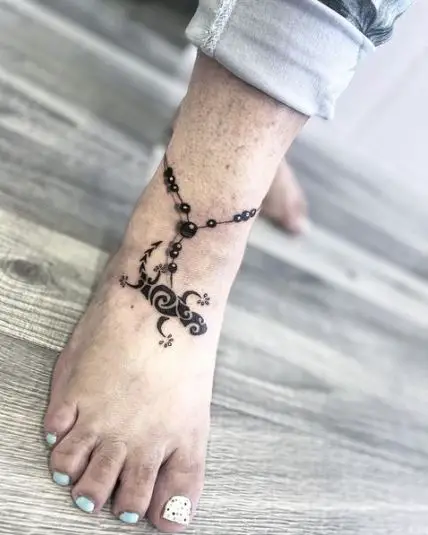 Bold Inked Anklet Tattoo