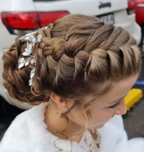 Braided Low Wavy Hair Bun