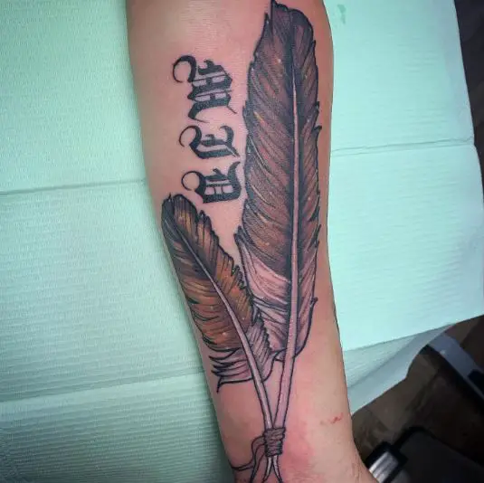 Brown Eagle Feather Tattoo