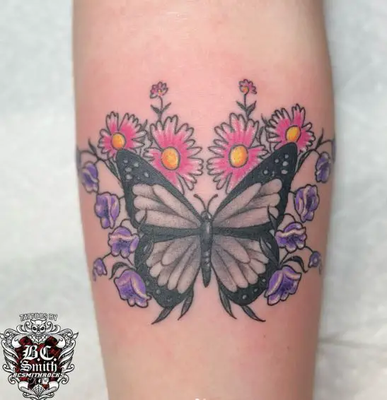 Butterflies and Flowers Tattoo