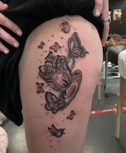 Butterfly Tea Cup Tattoo Art