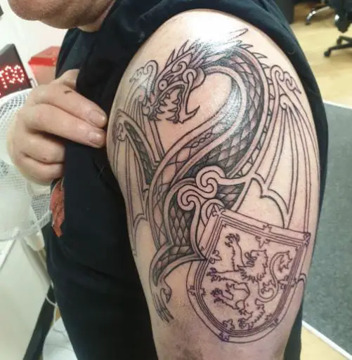Celtic Dragon Scottish Sleeve Tattoo