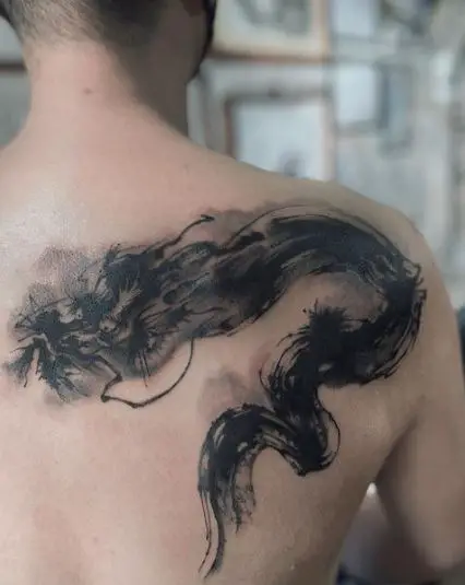 Chinese Brush Stroke Dragon Tattoo