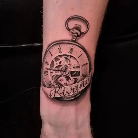 Clock Name and Time of Birth Tattoo