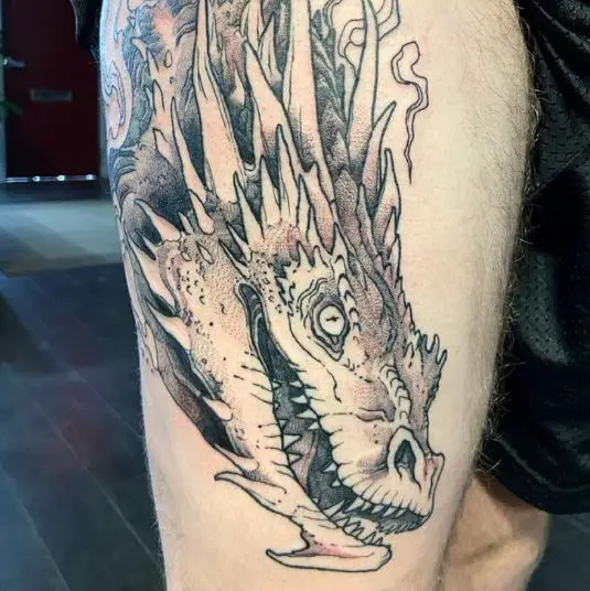 Closeup of Smaug Dragon Tattoo