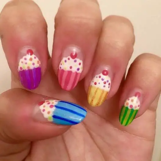 Colorful Cupcake Birthday Nails