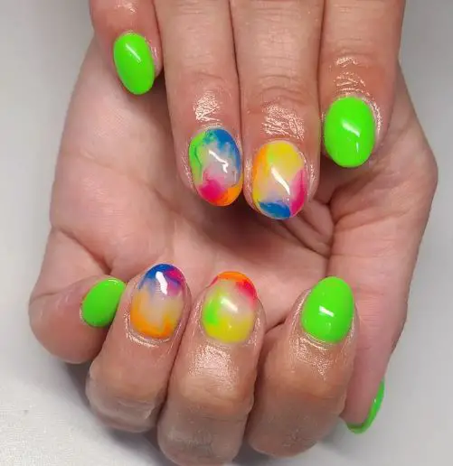 Colorful Marble Neons Nails