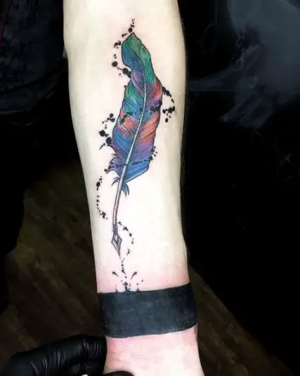 Colorful Quill with Armband Tattoo
