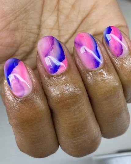Cotton Candy Water Color Nails