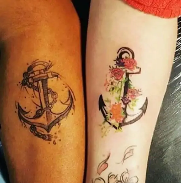 Anchor with Chains and Roses Tattoo
