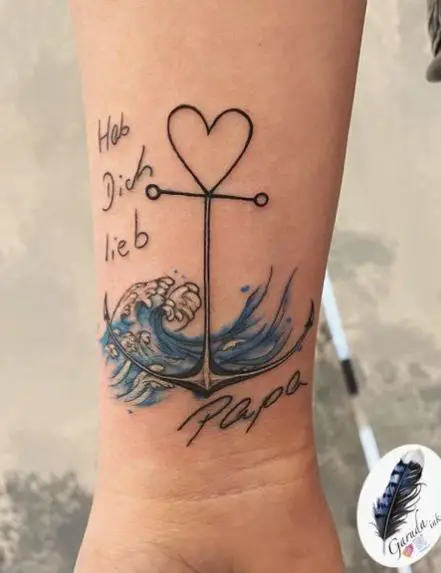 Anchor Tattoo with Ocean Waves