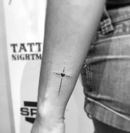 Cross and Heart Tattoo