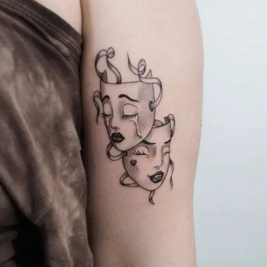 Cry and Laugh Face Mask Tattoo