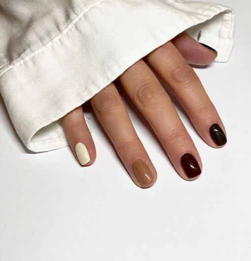 Darkest to Lighter Shades of Brown Nails