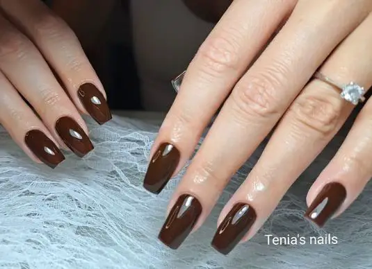 Deep Shiny Brown Nails