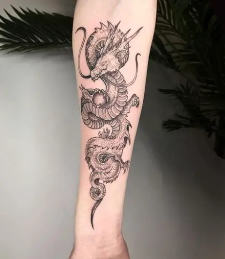 Detailed Chinese Dragon Hand Tattoo