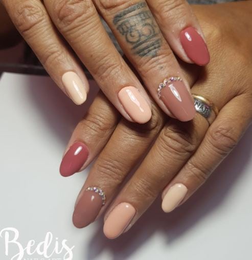 Different Shades of Brown Nails with Stones