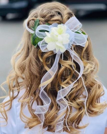 Thick Curly Hair with a Big Bow