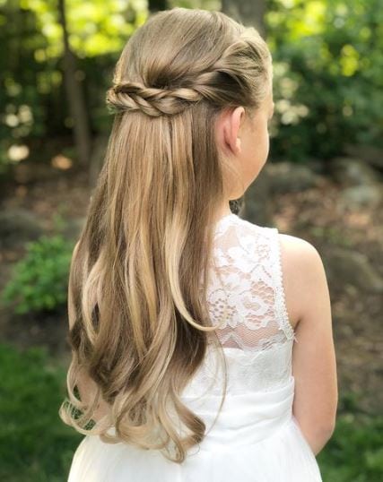 Straight Brunette Hair with Half Braid 