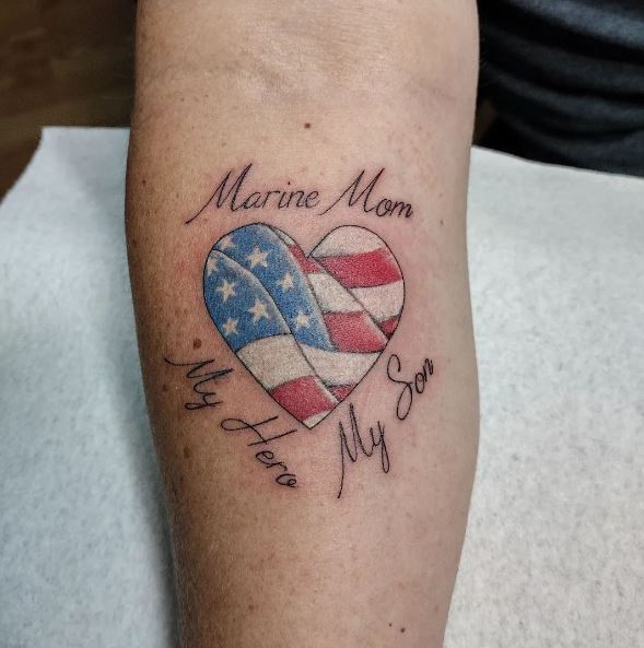 Marines Heart Flag Tattoo