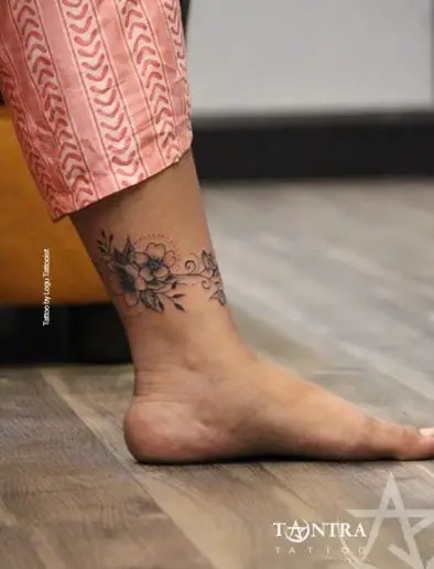 Floral Ankle Band Tattoo