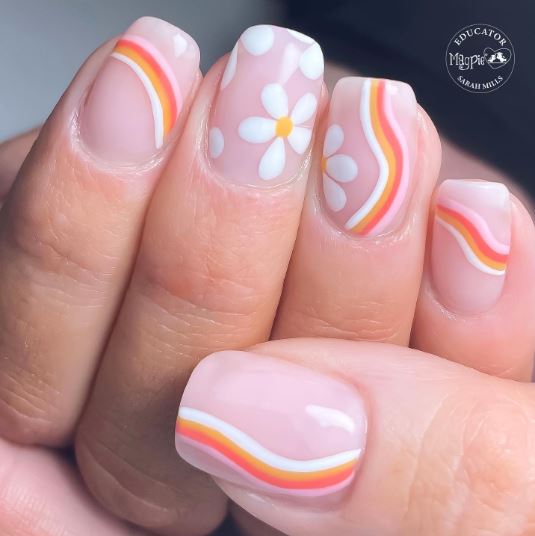 Floral Cotton Candy Nails