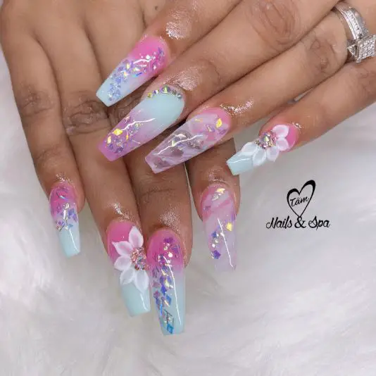 Floral Glitz Nails
