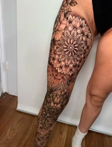Floral Leg Sleeve Tattoo