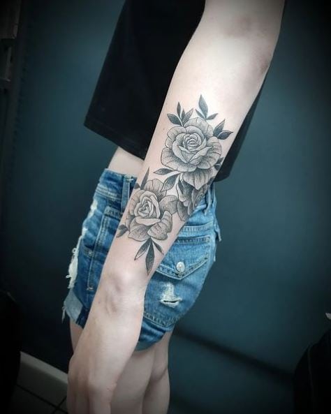 Big Grey Roses Tattoo