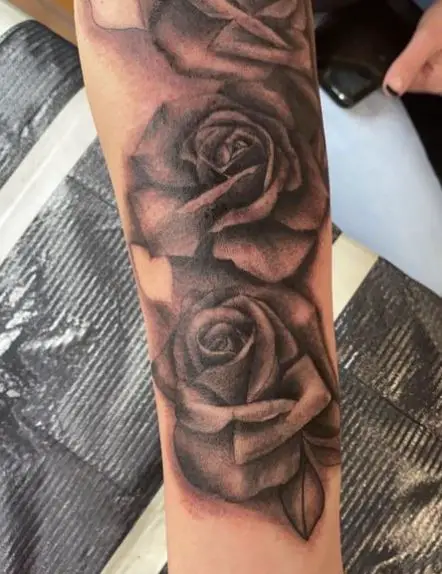 Black and Grey Realistic Roses Tattoo