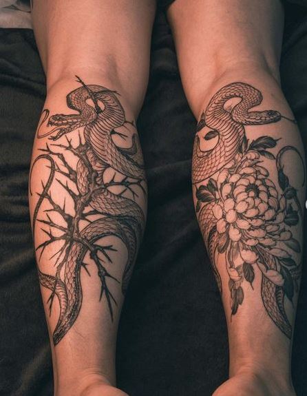 Snake on Thorns Tattoo