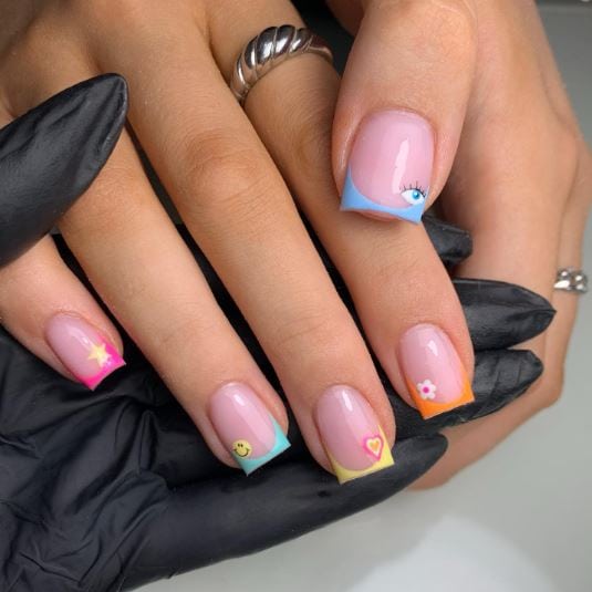 French Tip Cotton Candy Nail Art