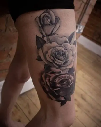 Fresh Roses Tattoo on Thighs