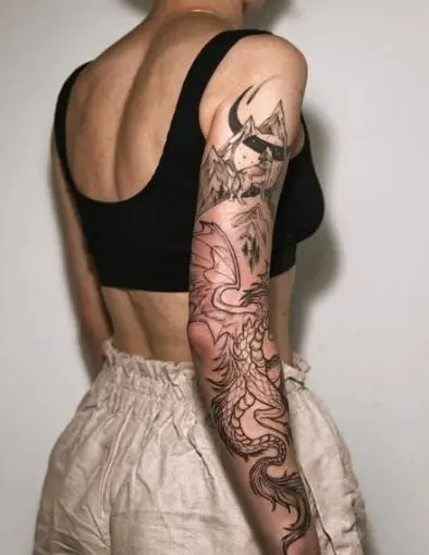 Full Arm Dragon Tattoo Piece