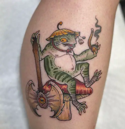 Funky Smoking Frog Tattoo